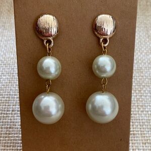 Elegant Gold and Cream Drop Earrings